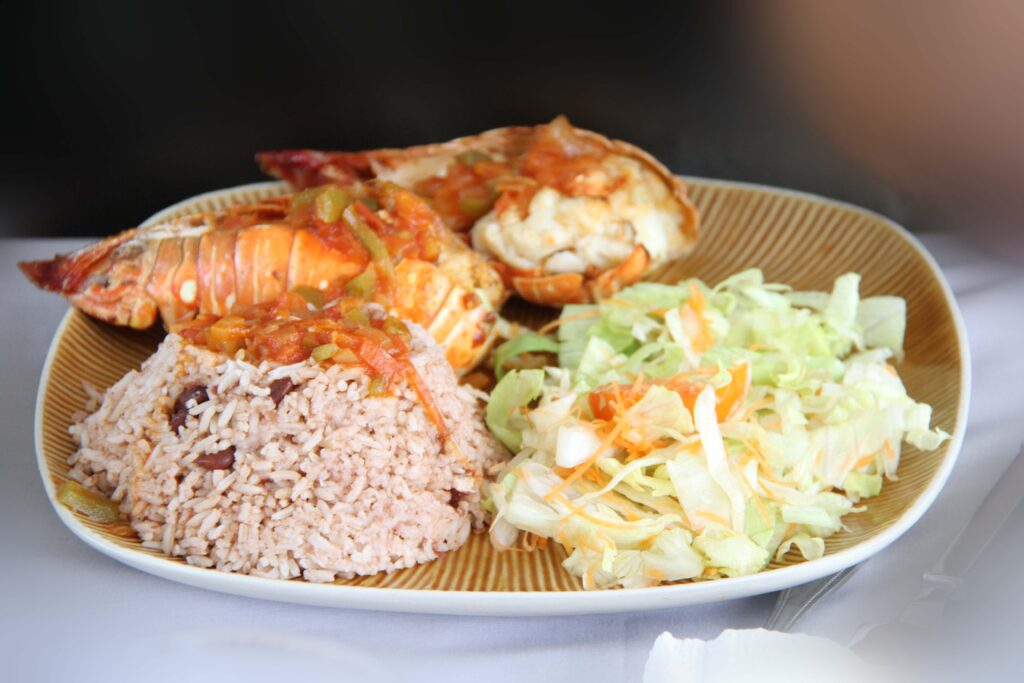 plate of fresh lobster and Belize cuisine